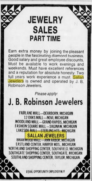 Sallan Jewelers - 1978 Ad Of The Kind I Would Have Answered